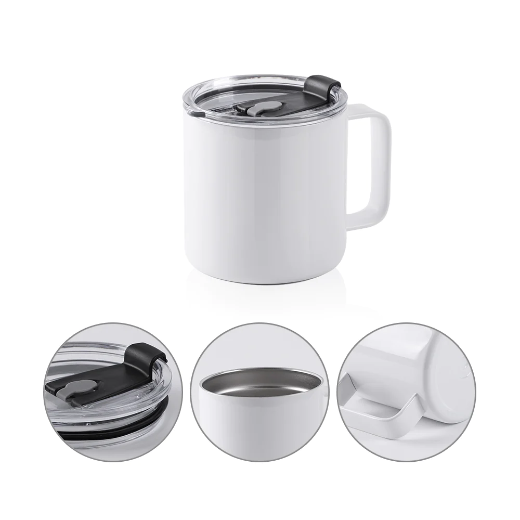 Coffee Mugs White With Handle & Flip Lid